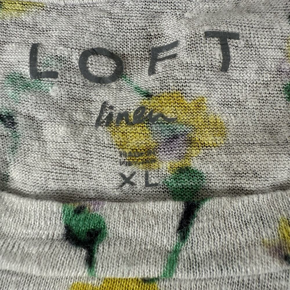 Loft Linen Floral Crop Top Ruffled Short Sleeve 100# Linen Women’s Size XL - Picture 5 of 7